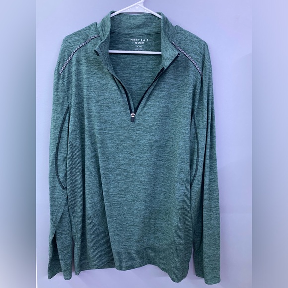 Perry Ellis 1/4 Quarter Zip Green - Picture 1 of 6